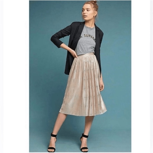 ANTHROPOLOGIE Sabina musayev cassia shine pleated full skirt size 2 euc - Picture 2 of 10